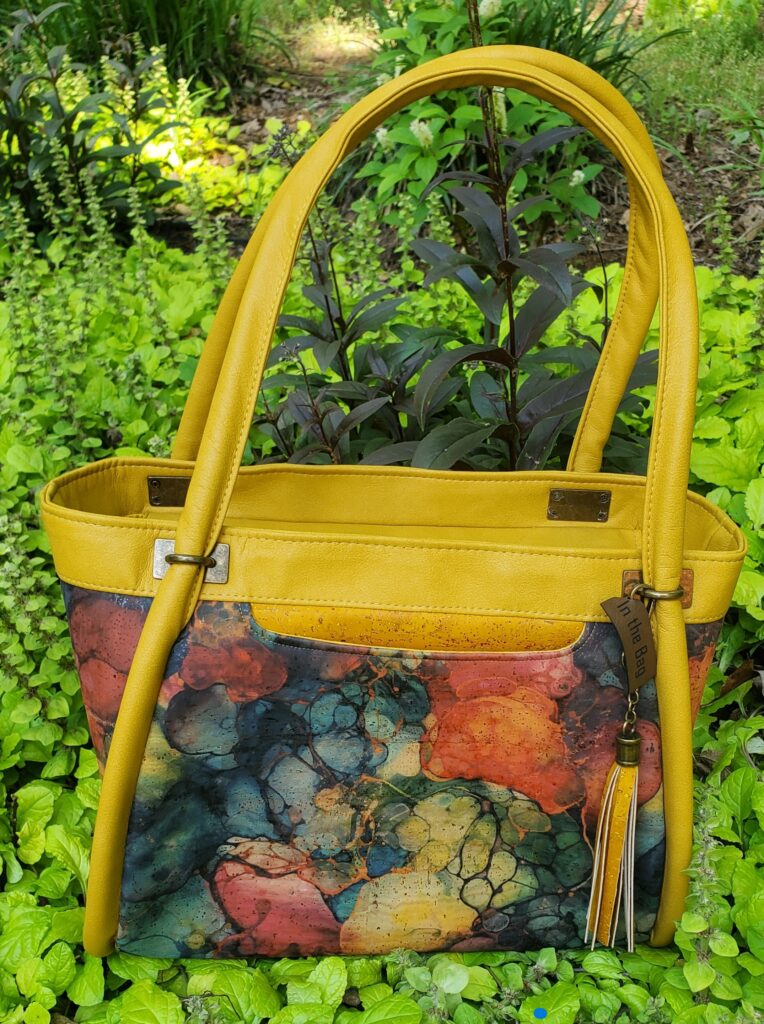 Gold floral tote
