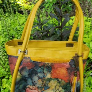 Gold floral tote
